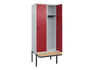 locker met bank,HxBxD 2120x800x815mm,2vak,vak B 400mm,draaigrendel - 2