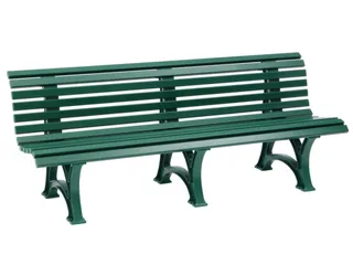 Kunststofbank 800x2000x450mm Zit H 410mm 12 Latten 3 Pootstellen Groen - 1