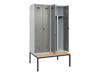 PBM-locker met bank,HxBxD 2120x1200x815mm,4vak,vak B 300mm - 1
