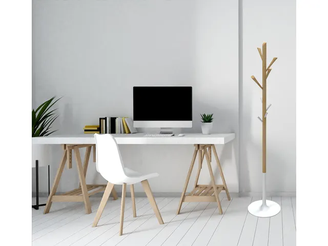 Tree kapstok in modern wit/beukenhout 8 haken 175 cm