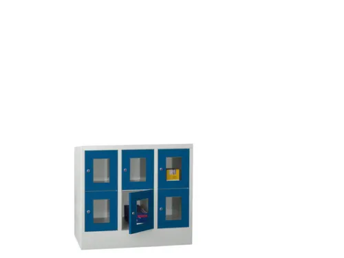 lockerkast,HxBxD 855x900x500mm,3x2vakken,RAL7035,front RAL5010