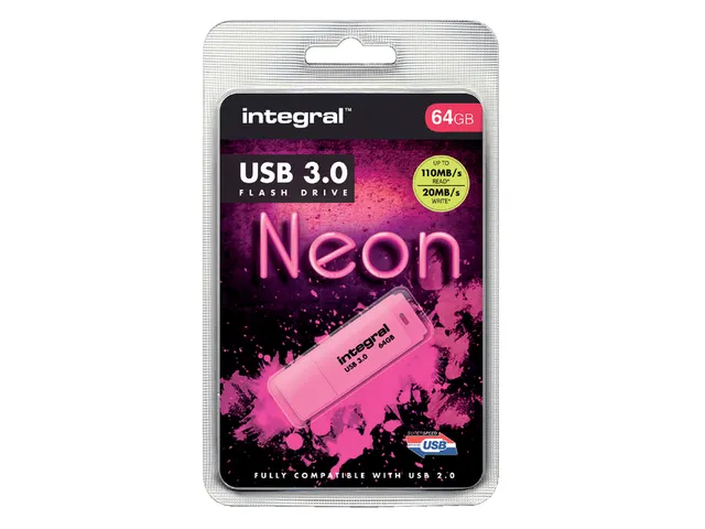 Clé USB 3.0 Integral Neon USB-A 64Go rose