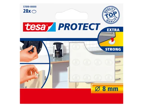 Anti-slip en geluiddempers tesa Protect rond Ø8mm transparant 28 stuk