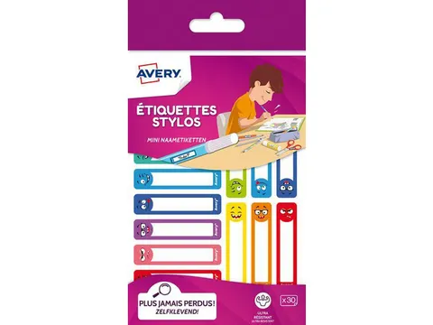 Naam etiket mini Avery 30stuks 30 stuks assorti Smiley Family