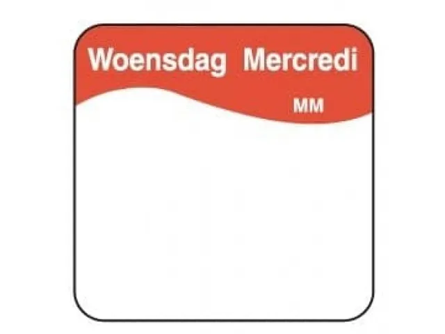 Daymark Label Dagetiket Oplosbaar Woensdag 25mm Rol 500 Stuks