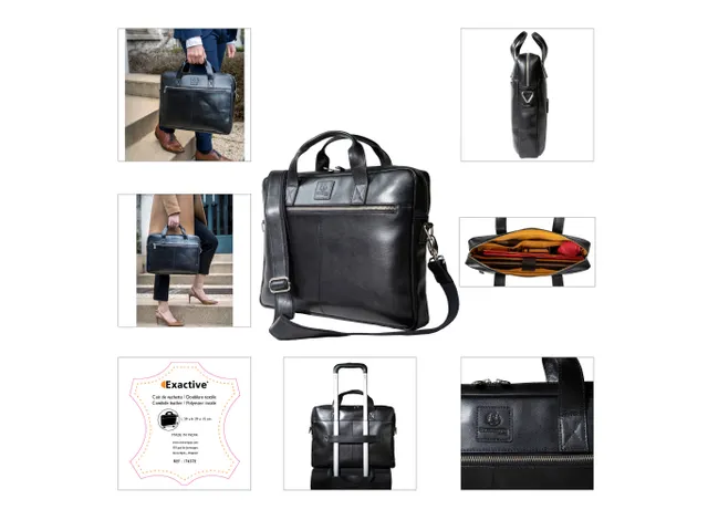 Computertas Exactive zwart leder