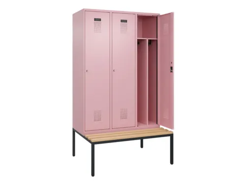 locker met bank,voor scheiding van kleding,HxBxD 2120x1200x815mm,3vak