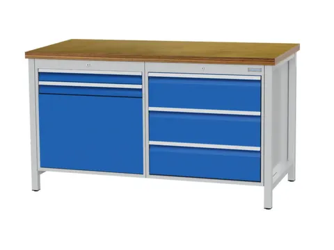 werkbank,HxBxD 860x1500x750mm,onderstel RAL5013,fronten RAL9005