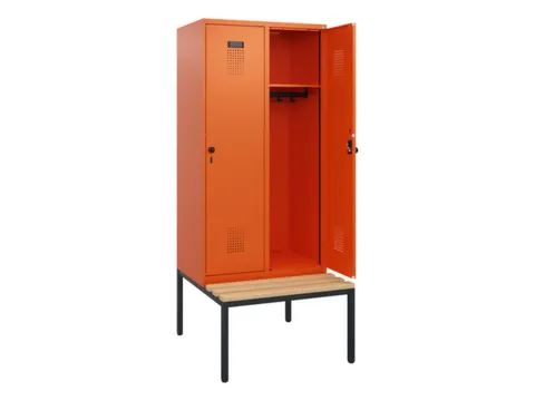 locker met bank,HxBxD 1950x800x815mm,2vak,vak B 400mm,draaigrendel