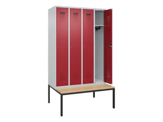 locker met bank,HxBxD 2120x1200x815mm,4vak,vak B 300mm,cilinderslot - 1