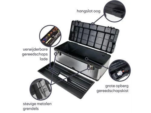 Gereedschapskoffer Roestvrij Staal 590x280x255mm 42 Liter