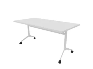 klaptafel,HxBxD 750x1600x800mm,hoekig,T-voet wit,ovale buis,blad wit - 1