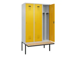locker met bank,voor scheiding van kleding,HxBxD 2120x1200x815mm,3vak