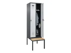 locker met bank,HxBxD 2120x600x815mm,2vak,vak B 300mm,draaigrendel