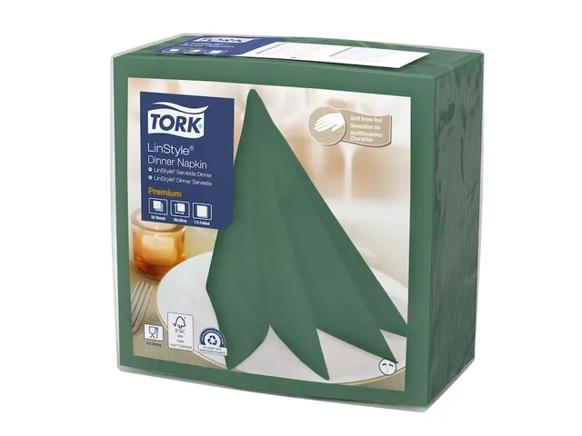 Serviette Tork 478847 Premium LinStyle Dinner Vert foncé 600 pcs