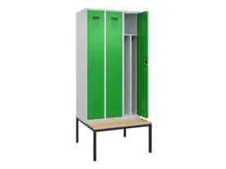 locker met bank,voor scheiding van kleding,HxBxD 2120x900x815mm,3vak