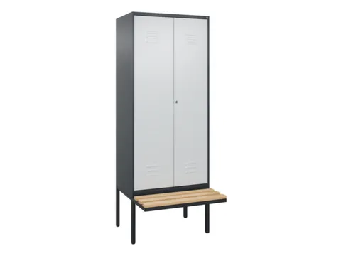 PBM-locker met bank,HxBxD 2120x800x815mm,2vak,vak B 400mm,cil.-slot