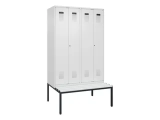 PBM-locker met bank,HxBxD 2120x1200x815mm,4vak,vak B 300mm - 2