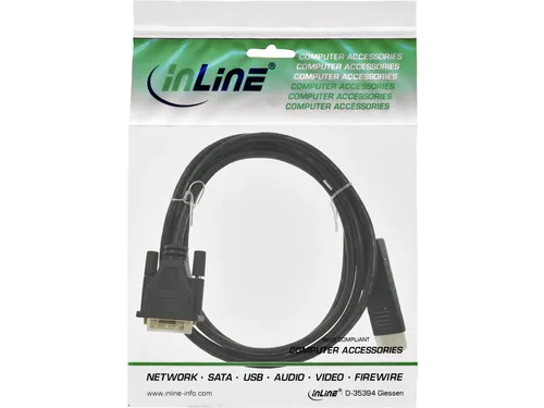 Kabel inLine Displayport DVI 24+1 M/M 2 meter zwart