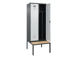 locker met bank,voor scheiding van kleding,HxBxD 2120x800x815mm,2vak