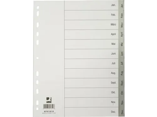 Tabbladen Jan-Dec Met Indexblad A4 Grijs