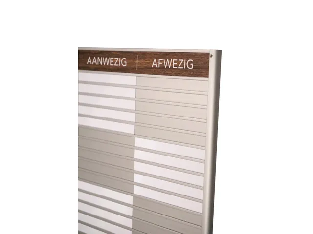 Menoor In-Uit bord 30 namen Aluminium Aanwezig/Afwezig donker Houtlook