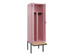 PBM-locker met bank,HxBxD 2120x600x815mm,2vak,vak B 300mm,draaigrendel