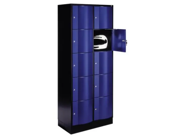 lockerkast,HxBxD 1950x770x640mm,2x5vakken,romp RAL7021,front RAL5010