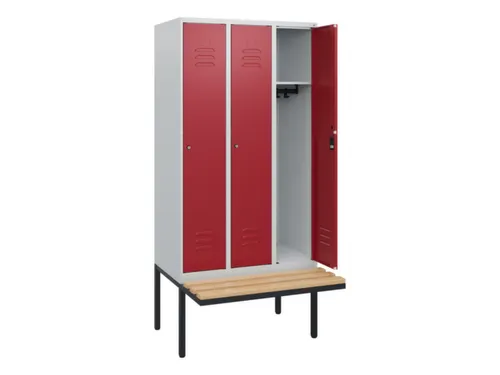 locker met bank,HxBxD 1950x900x815mm,3vak,vak B 300mm,cil.-slot