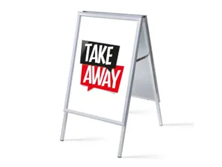 Stoepbord A1 complete set met print "Take Away" Wit - 1