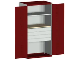 systeemkast 2000x1050x650mm 1 legbord 4 laden RAL7035, front RAL3004
