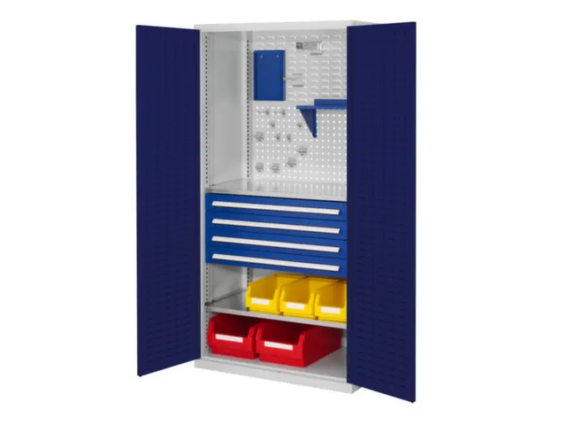 Materiaalkast Gesleufde Deuren Staal 1950x1000x600mm 4laden 2legborden