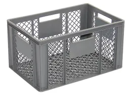 Euronorm Stapelkrat Pe 320x600x400mm 63liter Open Grijs