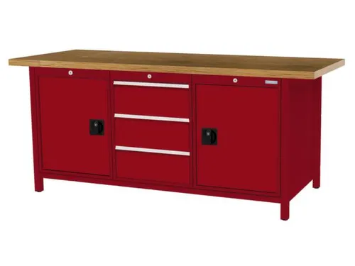 werkbank,HxBxD 860x2000x750mm,onderstel RAL3003,fronten RAL3003
