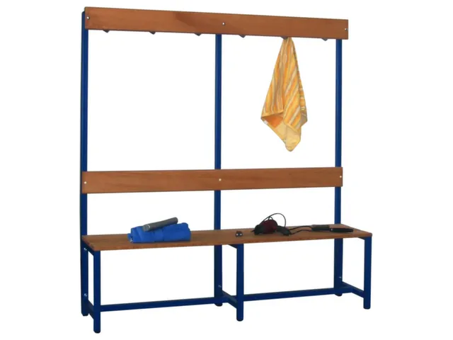 Omkleedbank LxB 1500x400mm Houten Latten Haken Enkelzijdig RAL7016