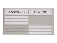 Menoor In-Uit bord 6 namen Aluminium Aanwezig/Afwezig Wit