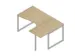 Bureau d’angle 730x1600x1200mm retour à droite chêne/aluminium