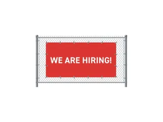 Hekwerkbanner 200x100 cm Rood met Engelse Print WE ARE HIRING - 1