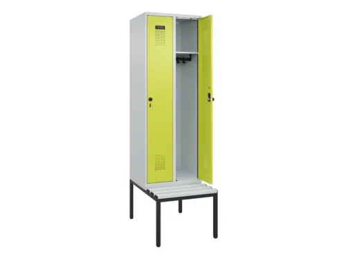 locker met bank,HxBxD 2120x600x815mm,2vak,vak B 300mm,draaigrendel