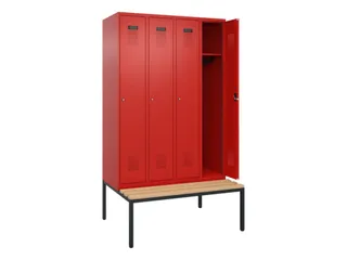 locker met bank,HxBxD 2120x1200x815mm,4vak,vak B 300mm,cilinderslot - 1