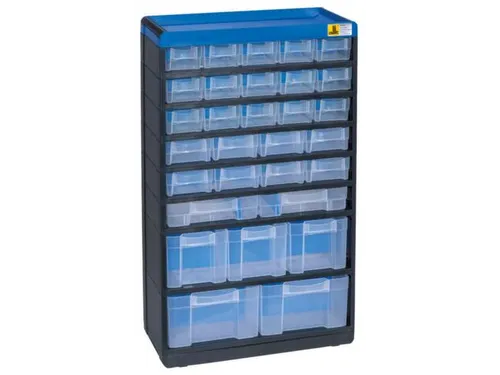 magazijnkast HxBxD 525x300x135mm 30laden behuizing zwart/blauw
