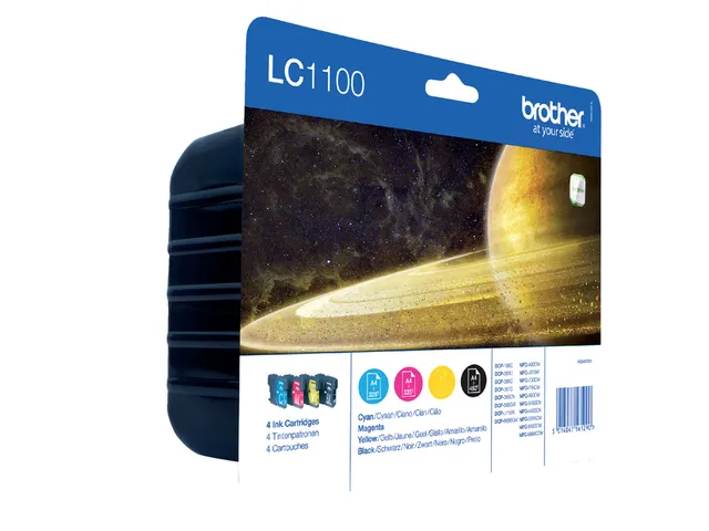 Inktcartridge Brother LC-1100VALBP zwart + 3 kleuren