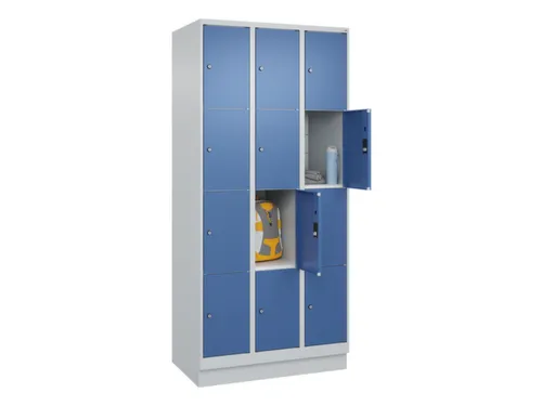 lockerkast,HxBxD 1950x900x500mm,3x4vakken,vak B 300mm,cil.-slot,sokkel