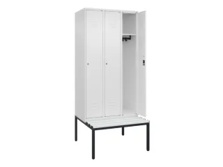 locker met bank,HxBxD 2120x900x815mm,3vak,vak B 300mm,cil.-slot - 2