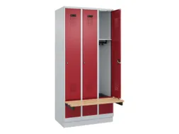 locker met bank,HxBxD 1950x900x815mm,3vak,vak B 300mm,cilinderslot
