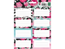 Boeketiket Pink Mint Retro pak 24 etiketten