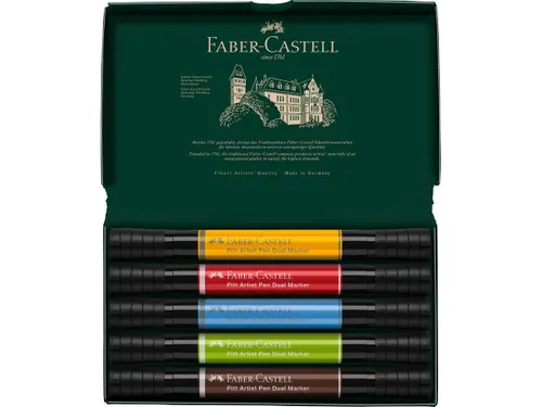 Tekenstift Faber-Castell Pitt Artist Pen duo marker etui a 5 stuks