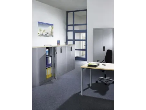 jaloeziedeurkast,HxBxD 695x1200x420mm,1xStalen bodem,rolluik RAL7021