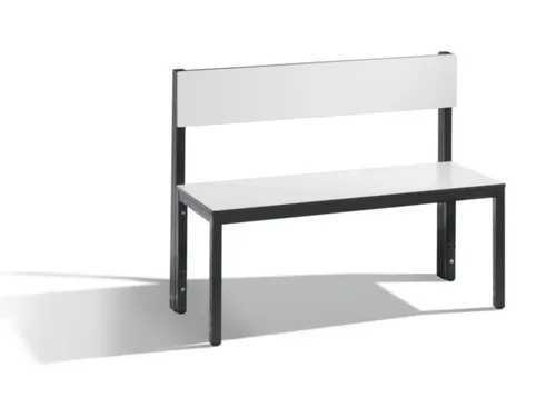 omkleedbank,HxLxD 796x1000x407mm,HPL wit,frame staal RAL7021,leuning