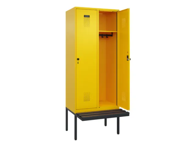 locker met bank,HxBxD 2120x800x815mm,2vak,vak B 400mm,draaigrendel